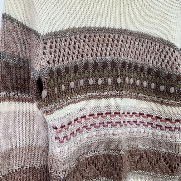 2OANS Knits by Mariea Kim Women’s Neutral Crochet Peter Pan Collar Sweater - Picture 8 of 12